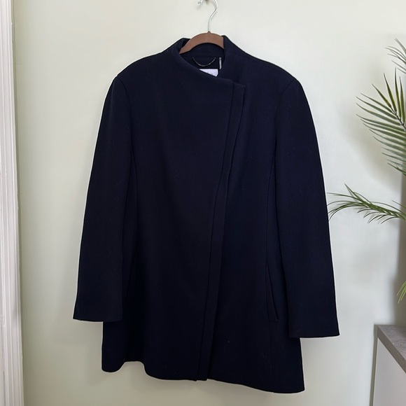 CALVIN KLEIN Chest Size 40 Size 40 Navy Solid Polyester / Wool Peacoat Coat main image 0